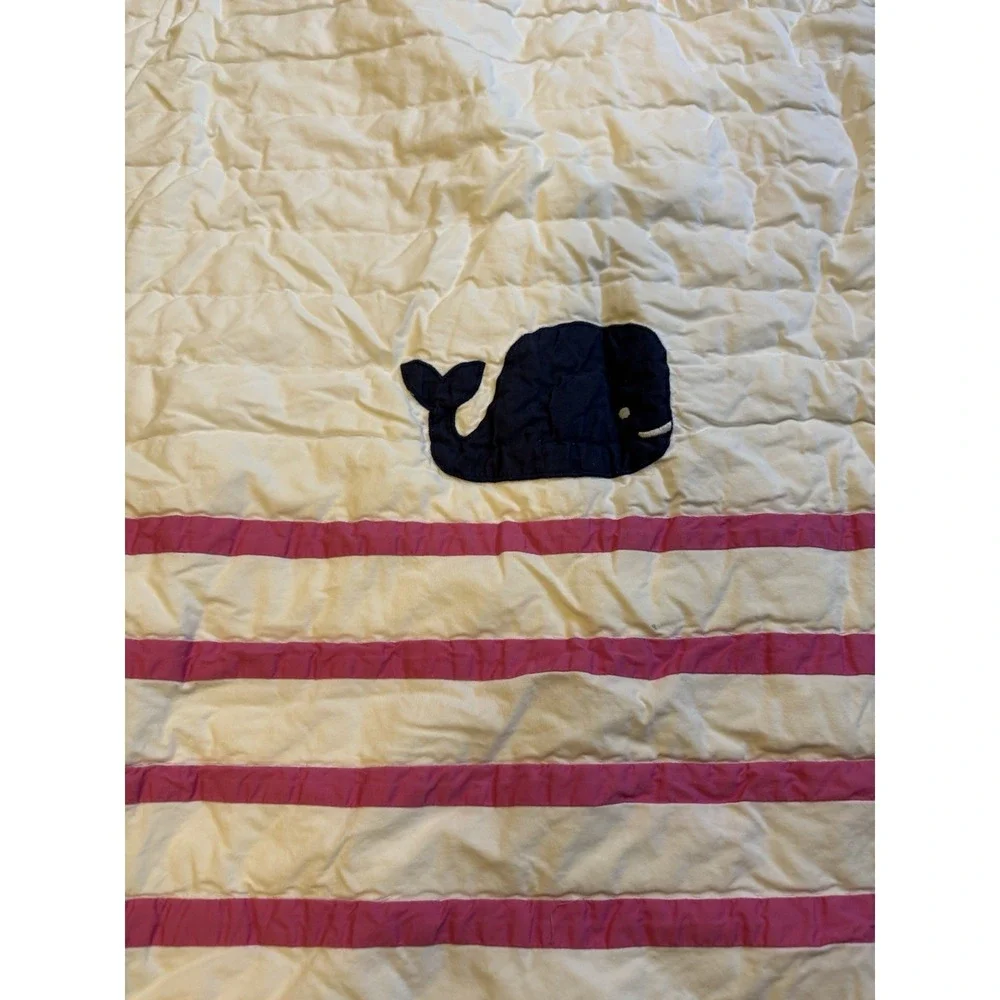 Pottery Barn Kids Quilt Toddler Baby Whale Nautical Sea Ocean Pink Nursery